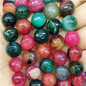 Natural Agate Beads Mix Color Dye Faceted Round, approx 14mm dia [GA2967]