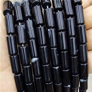 Natural Agate Tube Beads Black Dye, approx 8-16mm [GA2974]