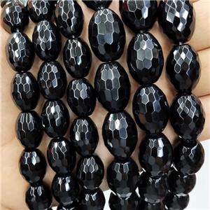 Natural Black Onyx Agate Beads Faceted Barrel, approx 13x18mm [GA2979-13X18MM]