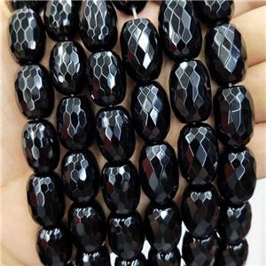 Natural Black Onyx Agate Barrel Beads Faceted, approx 13x18mm [GA2980-13X18MM]