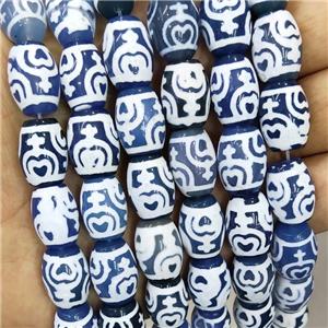 Tibetan Agate Barrel Beads Smooth Blue, approx 13-18mm [GA2981]