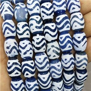 Tibetan Agate Barrel Beads Smooth Blue, approx 13-18mm [GA2982]