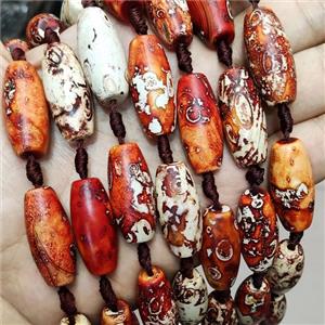 Agate Rice Beads Red Woodskin, approx 13-25mm, 10pcs per st [GA2996-S]