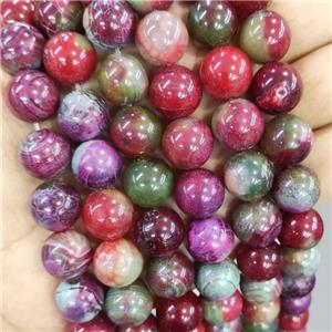 Natural Agate Beads Green Red Dye Smooth Round, approx 14mm dia [GA3001]