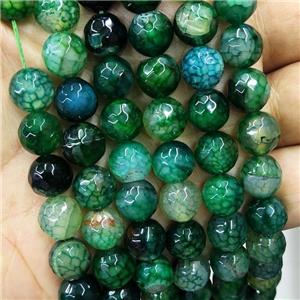 Green Veins Agate Beads Dye Faceted Round, approx 10mm dia [GA3003]