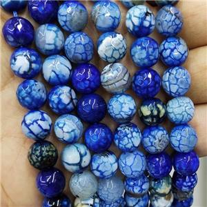 Blue Veins Agate Beads Dye Faceted Round, approx 10mm dia [GA3005]
