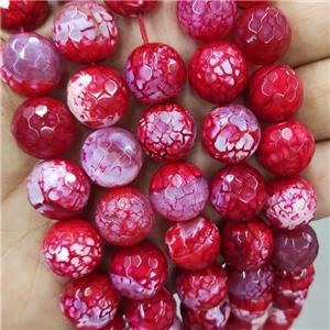 Red Veins Agate Beads Dye Faceted Round, approx 14mm dia [GA3006]