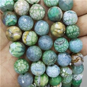 Olive Veins Agate Beads Dye Faceted Round, approx 14mm dia [GA3007]