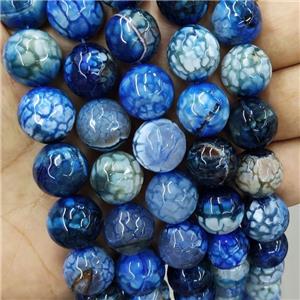 Blue Veins Agate Beads Dye Faceted Round, approx 14mm dia [GA3010]