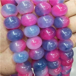 Bluepink Jade Beads Dye Smooth Rondelle, approx 15x20mm [GA3012]