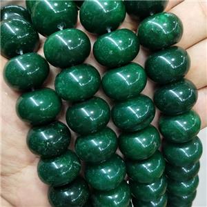 Green Jade Beads Dye Smooth Rondelle, approx 15x20mm [GA3015]