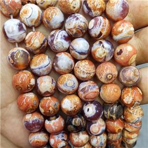 Orange Fire Agate Beads Dye Smooth Round, approx 12mm dia [GA3020]