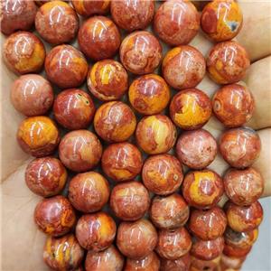 Orange Agate Beads Dye Smooth Round, approx 12mm dia [GA3021]