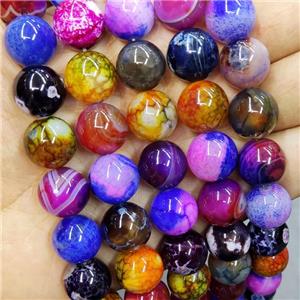 Natural Agate Beads Mixed Color Dye Smooth Round, approx 14mm dia [GA3022]