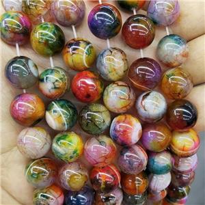 Natural Agate Beads Dye MultiColor Smooth Round, approx 14mm dia [GA3024]