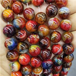 Natural Agate Beads Fired Dye Red Smooth Round, approx 14mm dia [GA3025]