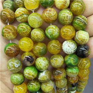Natural Veins a Agate Beads Olive Dye Smooth Round, approx 14mm dia [GA3029]