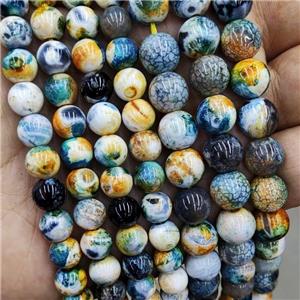 Natural Agate Beads Fired Green Yellow Dye Smooth Round, approx 8mm dia [GA3033-8MM]