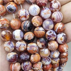 Natural Agate Beads Fired Red Dye Smooth Round, approx 12mm dia [GA3034-12MM]