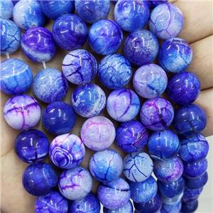 Natural Agate Beads Fired Blue Dye Smooth Round, approx 14mm dia [GA3043]