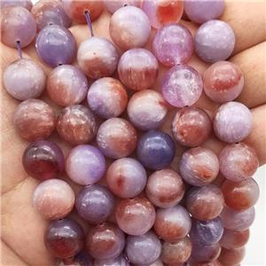 Round Jade Beads Peach Purple Dye Smooth, approx 14mm dia [GA3049]