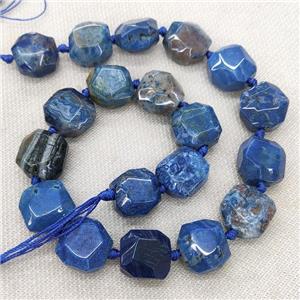 Natural Coral Fossil Beads Blue Dye Faceted Circle Button, approx 17-18mm [GA3056]