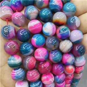 Natural Agate Beads Multicolor Dye Smooth Round, approx 14mm dia [GA3060]