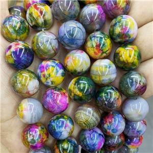 Natural Agate Beads Multicolor Heat Smooth Round, approx 16mm dia [GA3063]