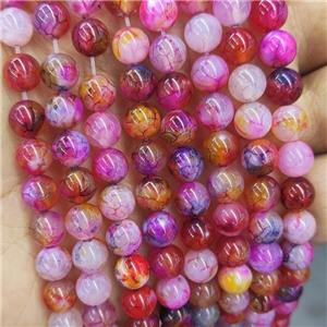Natural Agate Beads Fuchsia Dye Smooth Round, approx 8mm dia [GA3082]