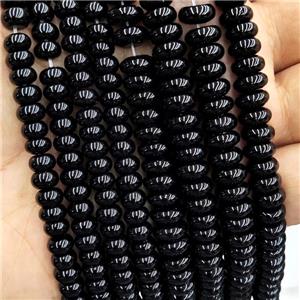 Natural Black Onyx Agate Rondelle Beads Smooth, approx 2x4mm [GA3086-2X4MM]
