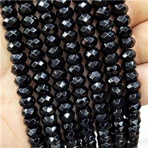 Natural Onyx Agate Beads Black Faceted Rondelle, approx 4x6mm [GA3089-4X6MM]
