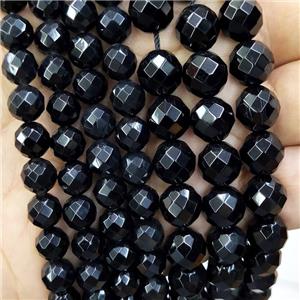 Natural Onyx Agate Beads Faceted Round Black, approx 4mm dia [GA3092-4MM]