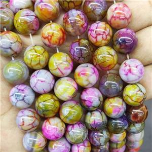 Natural Veins Agate Beads Multicolor Dye Smooth Round, approx 14mm dia [GA3094]