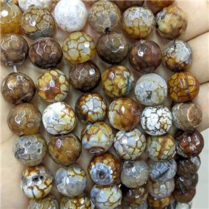 Natural Veins Agate Beads Coffee Dye Faceted Round, approx 12mm dia [GA3098-12MM]