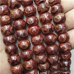 Tibetan Agate Beads Red Eye Smooth Rondelle, approx 10-14mm [GA3102]