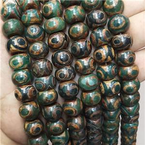 Tibetan Agate Beads Green Eye Smooth Rondelle, approx 10-14mm [GA3103]