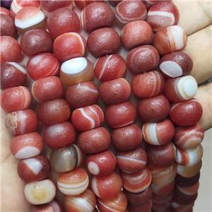 Natural Striped Agate Rondelle Beads Red Dye, approx 10-14mm [GA3104]