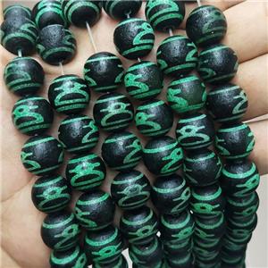 Tibetan Agate Beads Green Round, approx 14mm dia [GA3106]