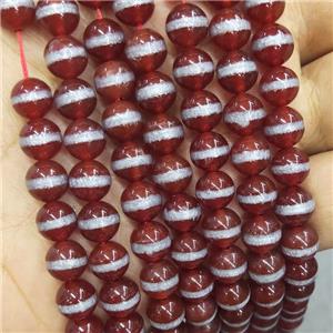 Tibetan Agate Beads Red Smooth Round, approx 8mm dia [GA3110]
