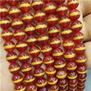 Tibetan Agate Beads Red Smooth Round, approx 8mm dia [GA3112]