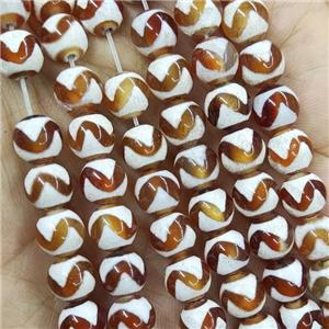 Tibetan Agate Beads Red Wave Smooth Round, approx 8mm dia, 48pcs per st [GA3113]