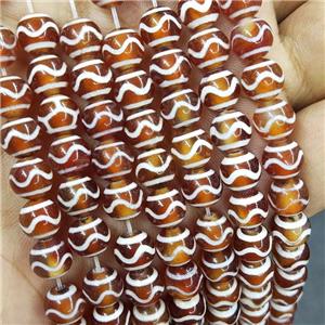 Tibetan Agate Beads Red Wave Smooth Round, approx 8mm dia, 48pcs per st [GA3115]
