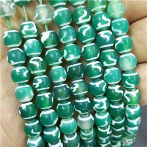 Tibetan Agate Beads Green Smooth Round, approx 8mm dia, 48pcs per st [GA3122]