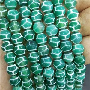 Tibetan Agate Beads Green Turtleback Smooth Round, approx 8mm dia, 48pcs per st [GA3125]