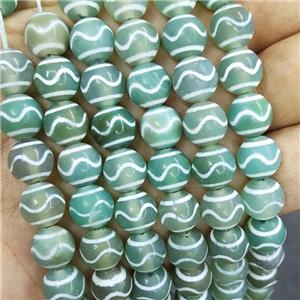 Tibetan Agate Beads Green Wave Smooth Round, approx 10mm dia, 38pcs per st [GA3128]