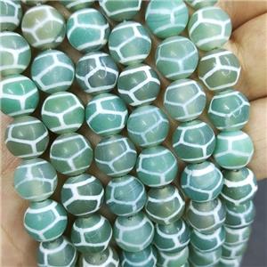 Tibetan Agate Beads Green Turtleback Smooth Round, approx 10mm dia, 38pcs per st [GA3129]