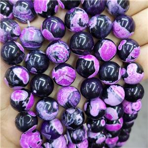 Hotpink Fire Agate Beads Black Smooth Round Dye, approx 14mm dia [GA3137]
