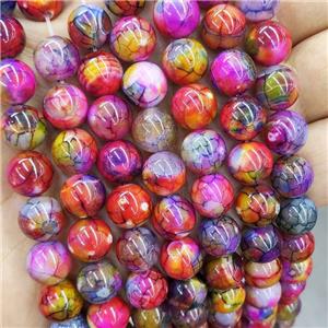 Natural Agate Beads Fire Multicolor Heat Dye Smooth Round, approx 10mm dia [GA3140]