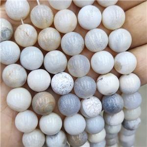 Natural Agate Beads Fire Heat White Smooth Round, approx 12mm dia [GA3143]