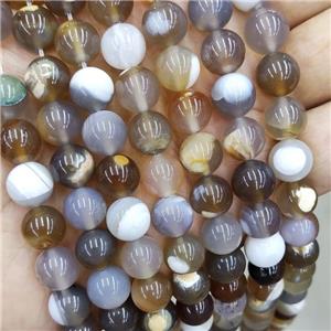 Natural Gray Agate Beads Fire Smooth Round, approx 10mm dia [GA3144-10MM]